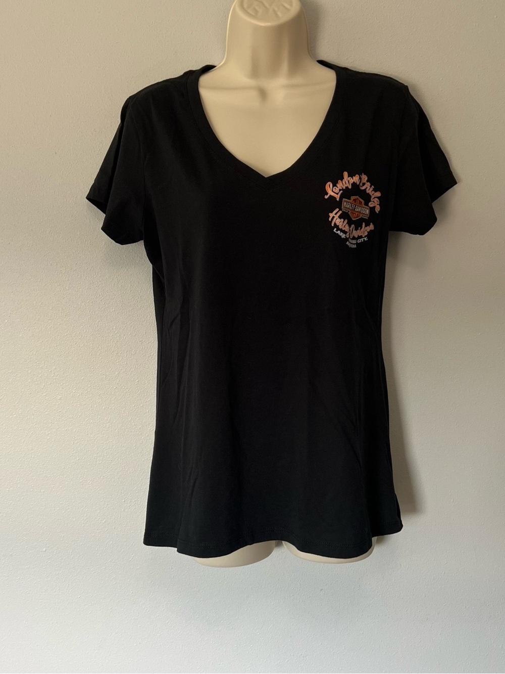 Harley-Davidson London Bridge Black V-Neck Tee Size XL